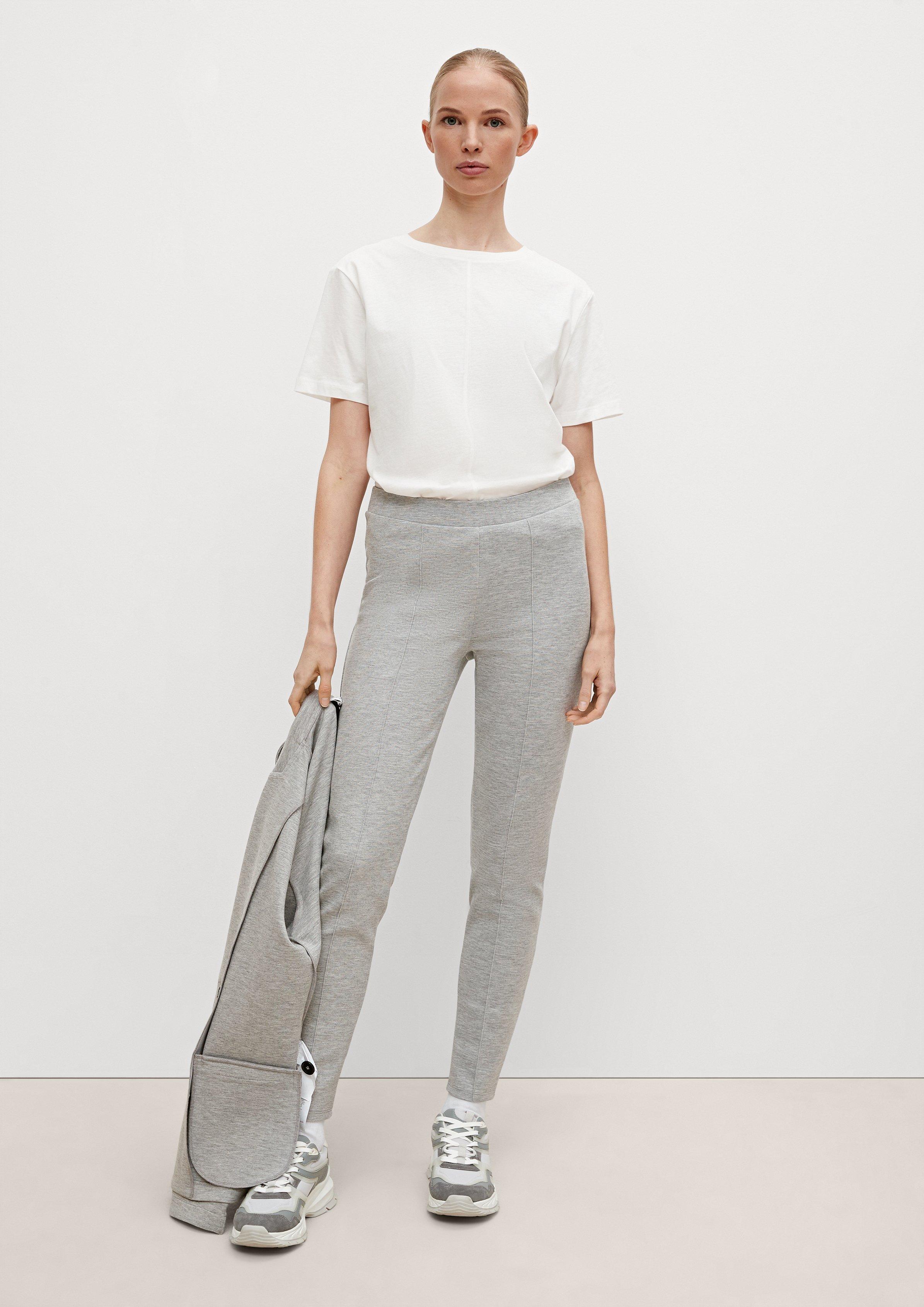 Slim: Leggings mit Pintucks - hellgrau