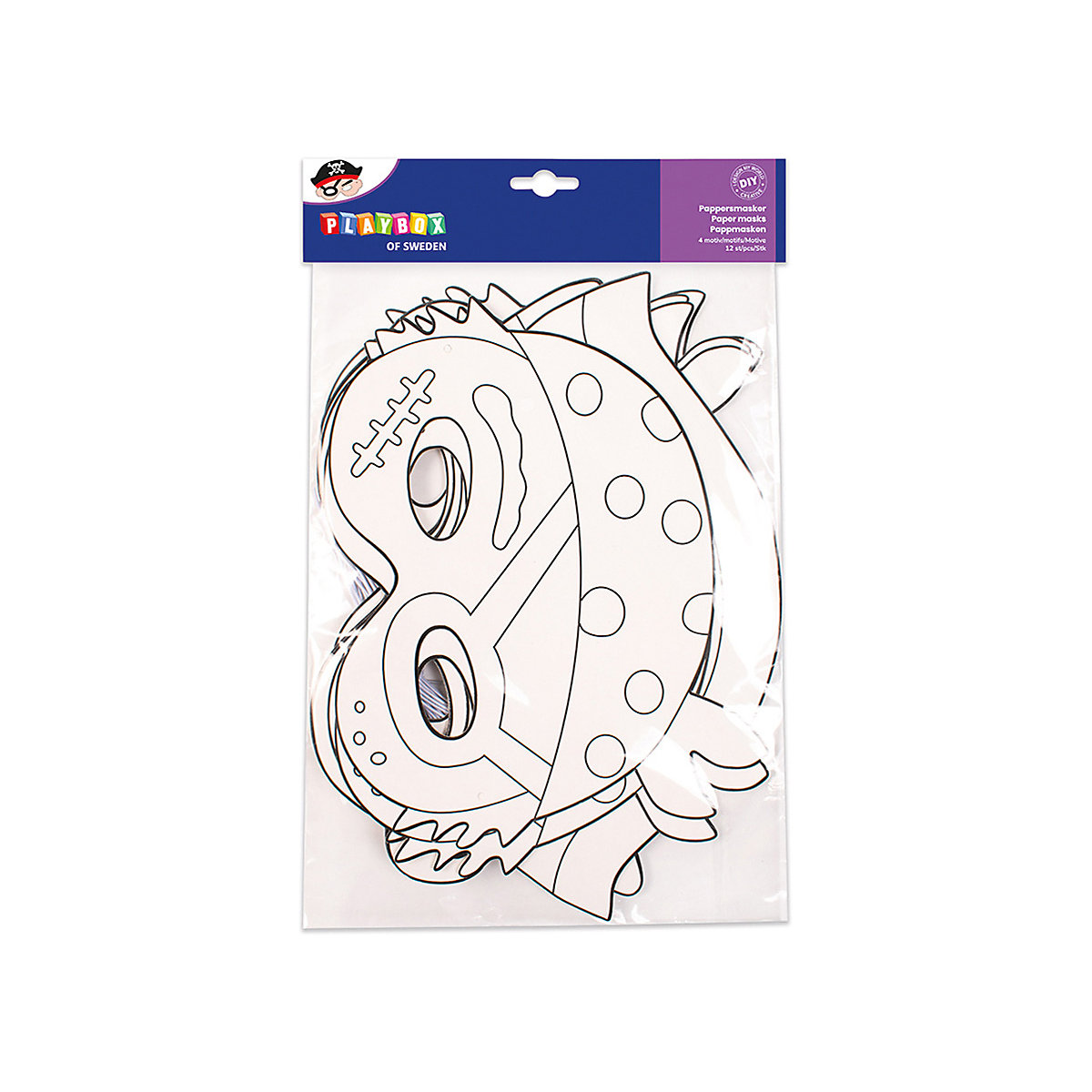 Papiermasken Pirate 12 Stk.