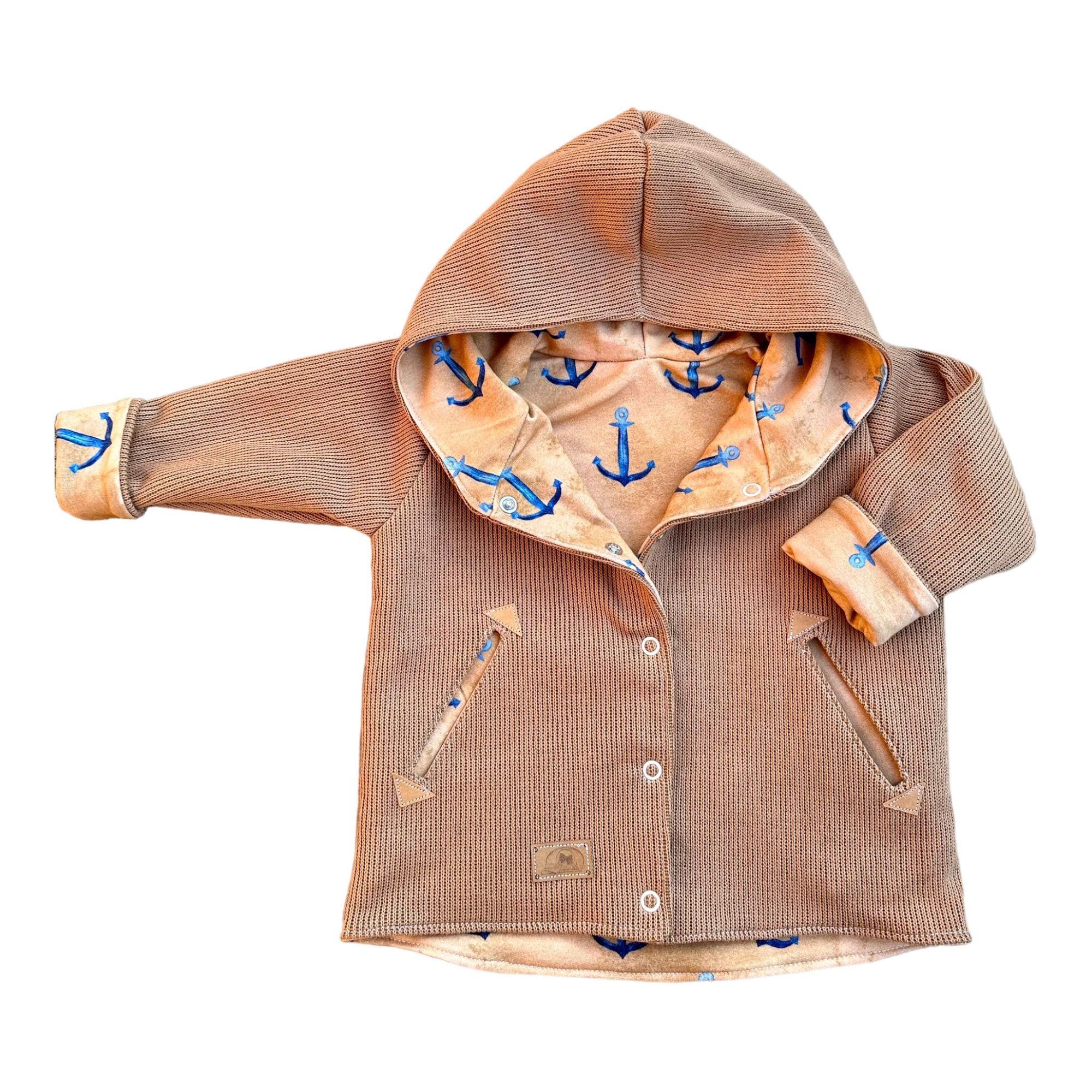 Land-Juwelen Strickjacke Strickjacke senfgelb Anker blau