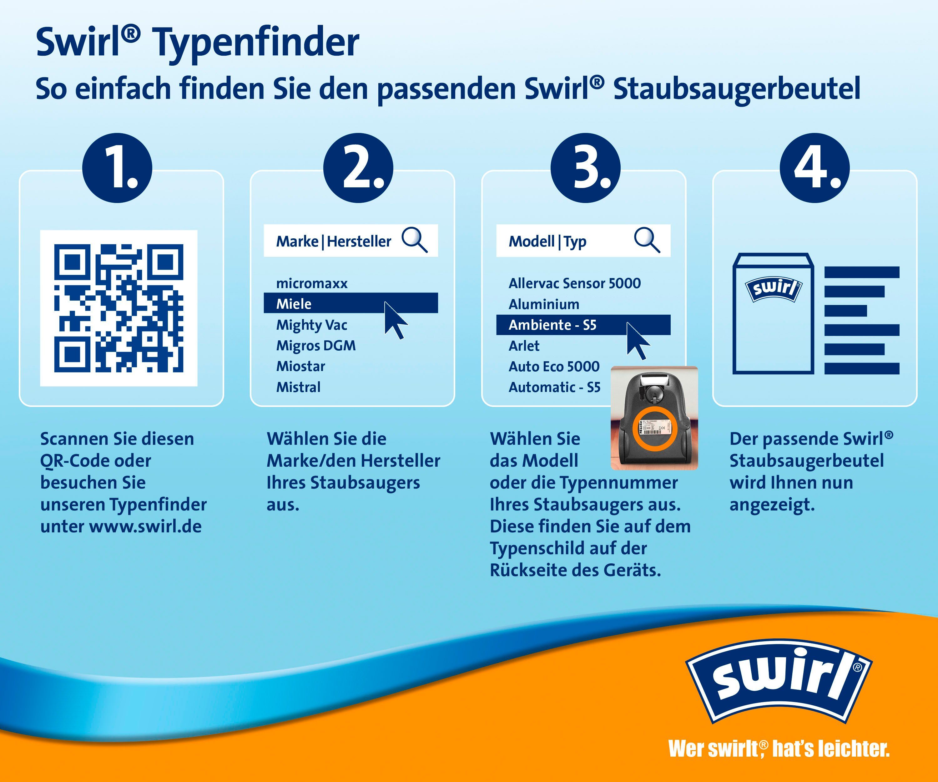 Swirl Staubsaugerbeutel KÄ 3®, 3 St., Staubsaugerbeutel für Kärcher & Shop-Vac Nass- und Trockensauger