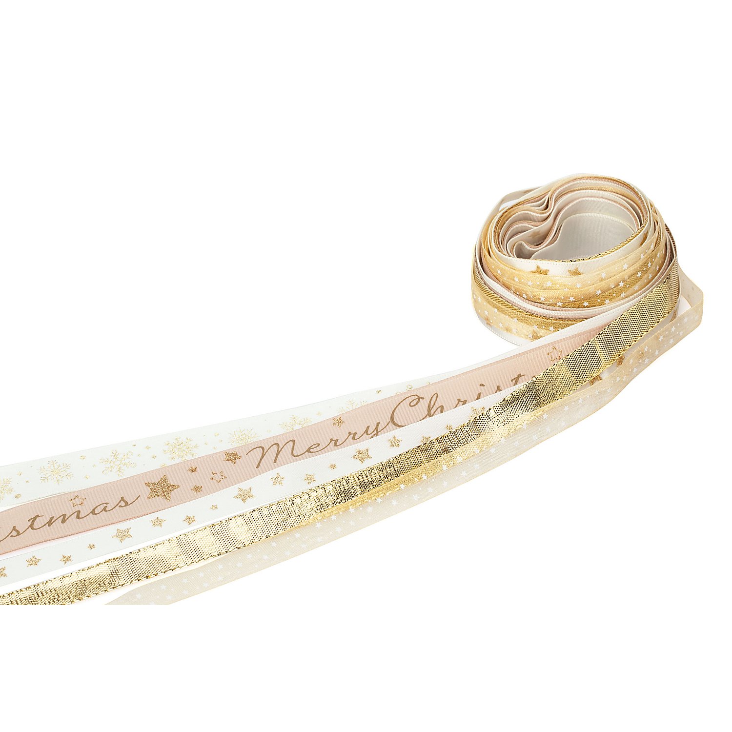 Bänderpaket, gold-creme, 10–15 mm, 5x 2 m