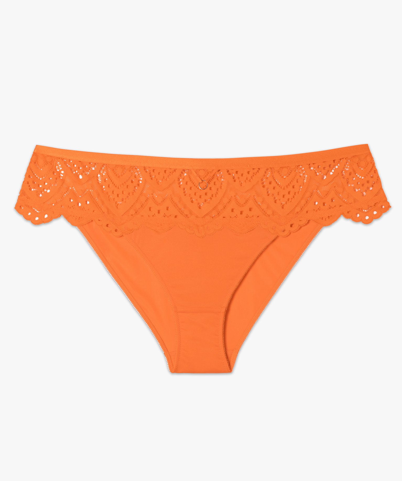 Culotte femme grande taille en dentelle et microfibre orange | GEMO
