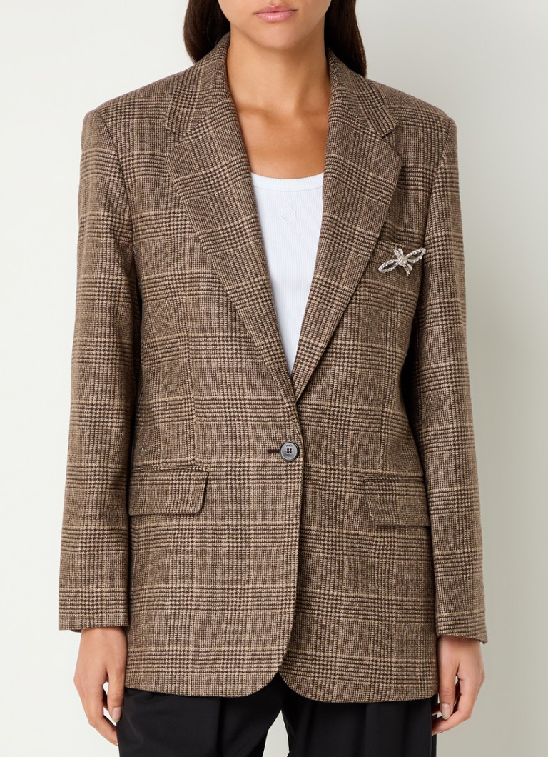 Maje Blazer in wool blend with brooch and flap pockets