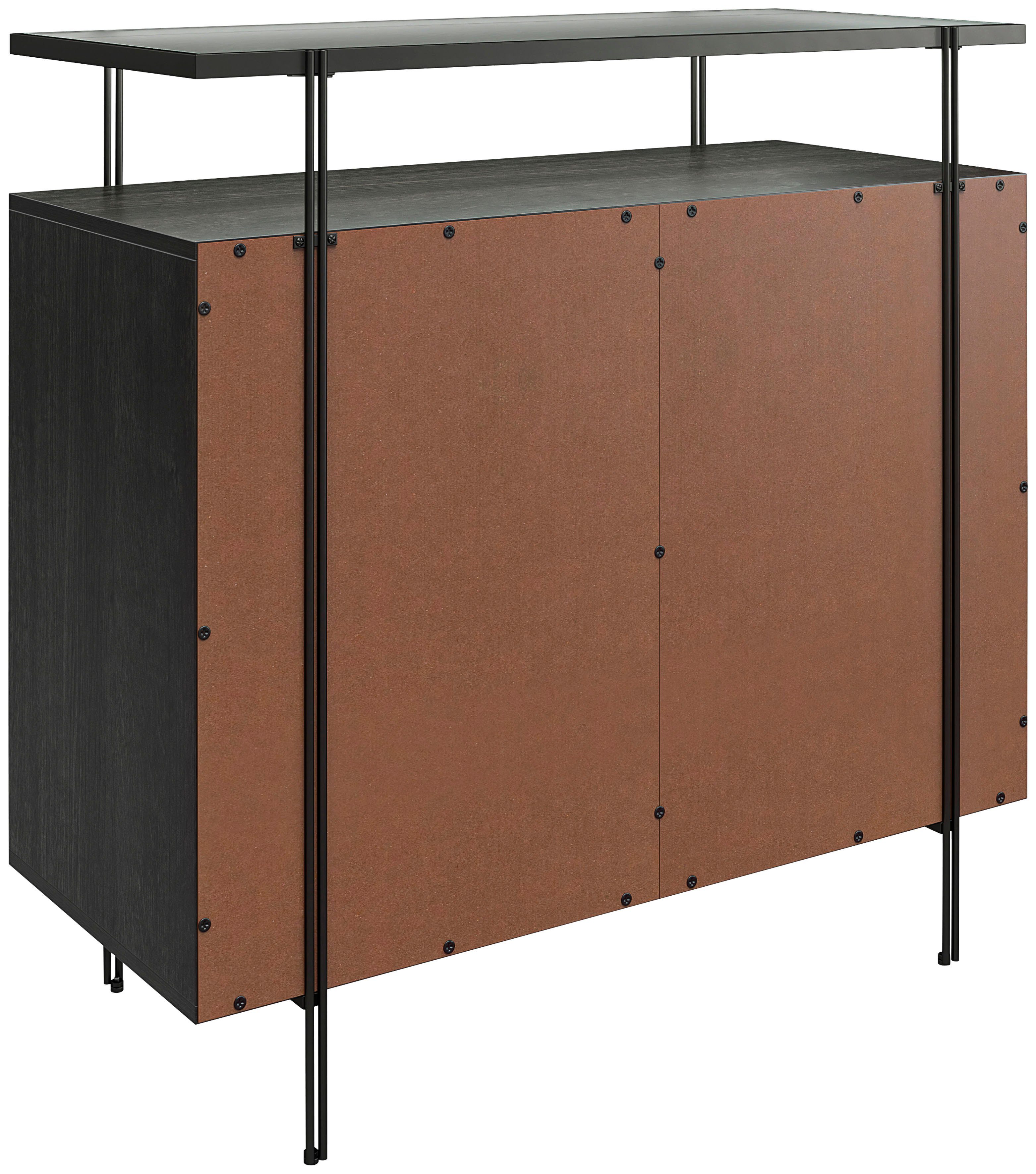 Dorel Home Barschrank Wainwright mit Oberboden aus geriffeltem Glas, Breite 91,5 cm, Höhe 92 cm