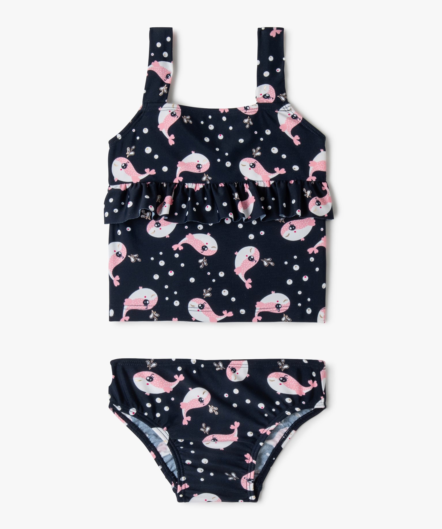 Maillot de bain bébé fille 2 pièces tankini à motif baleine imprime | GEMO