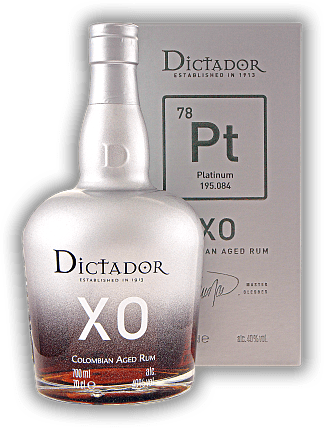 Dictador XO Insolent Dictador XO Insolent Ein edler kolumbianischer Blend von ausgesuchten, lange gereiften Rums mit wunderbarer Süße und Kraft. Alter XO - 0,7	 Liter - Vol 40%