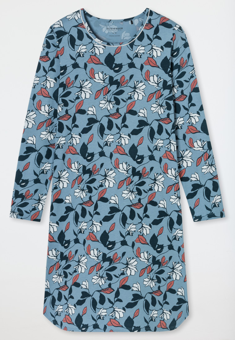 Nachthemd langarm Blumen mehrfarbig bedruckt - Comfort Nightwear