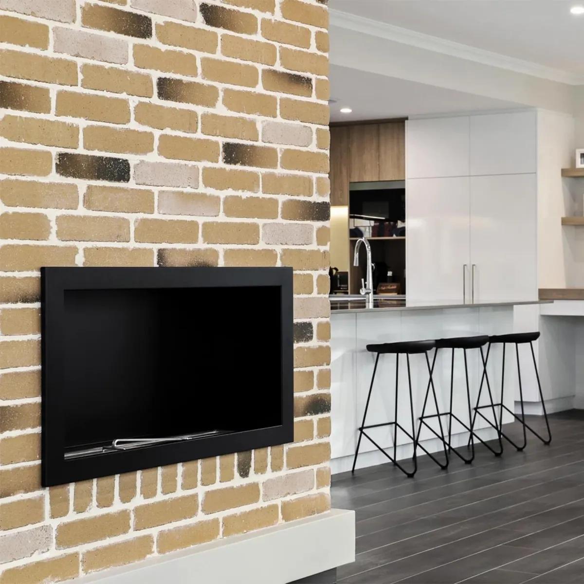 Icon Fires Icon Fires Slimline SFB1350 Schwarz, eleganter Bioethanol-Kamin H: 60 cm x B: 135 cm x T: 36,3 cm, 7,7 kW, 9 Stunden Brenndauer, Slimline Firebox 1350 für Slimline Brenner 1100.