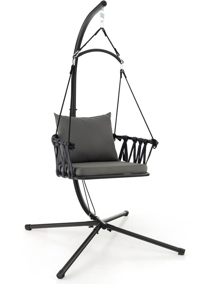 COSTWAY Hängesessel mit Gestell & Aufhängegurt bis 150kg in Grau günstig kaufen onesize