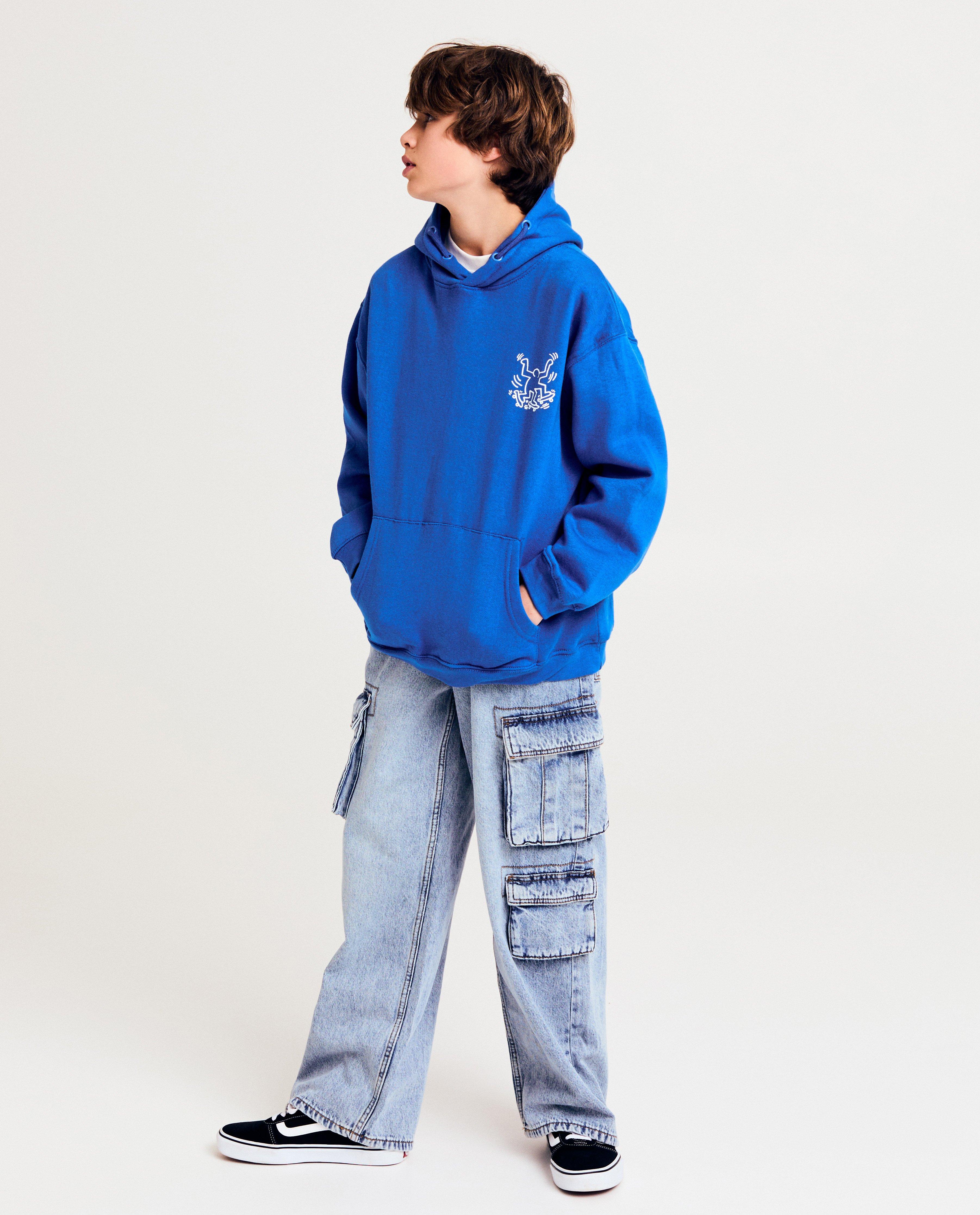 Hanorac Keith Haring cu imprimeu albastru
