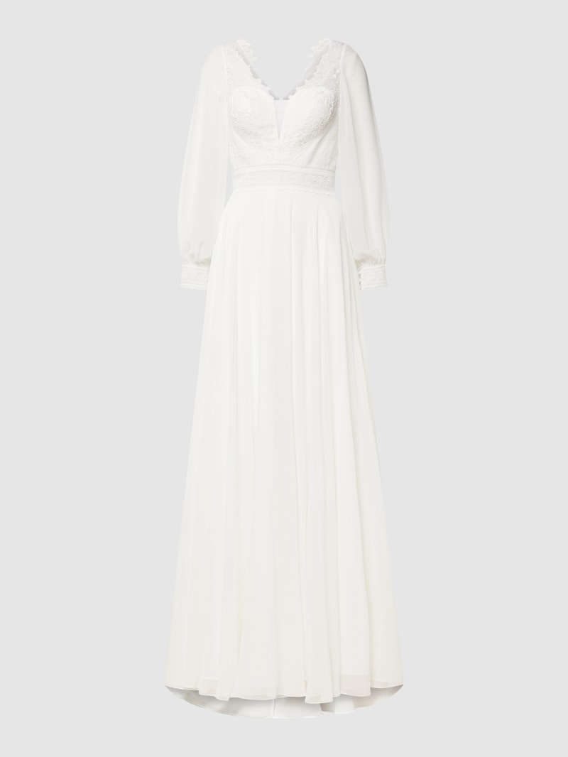 Brautkleid mit Besatz aus Spitze in offwhite