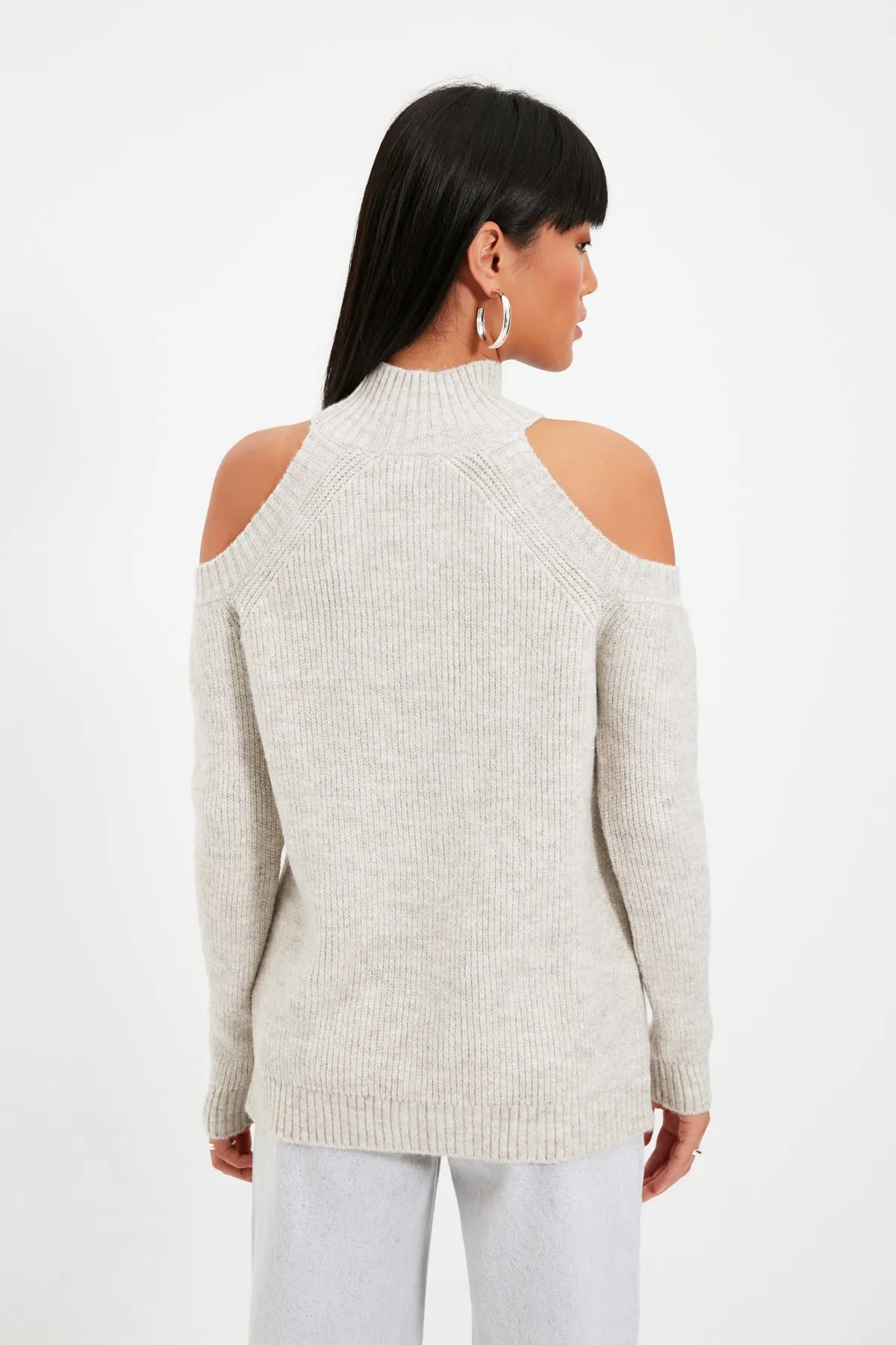 Trendyol Collection  Strickpullover mit steinglitzerndem Fenster/Ausschnittdetail TWOAW20XS0006