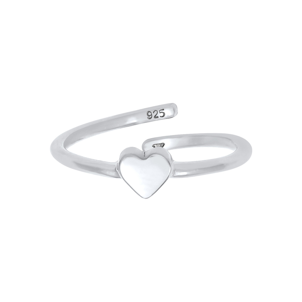 Elli Elli Bague Symbole de l'amour du cœur des enfants, simple et ajustable en argent  Bague