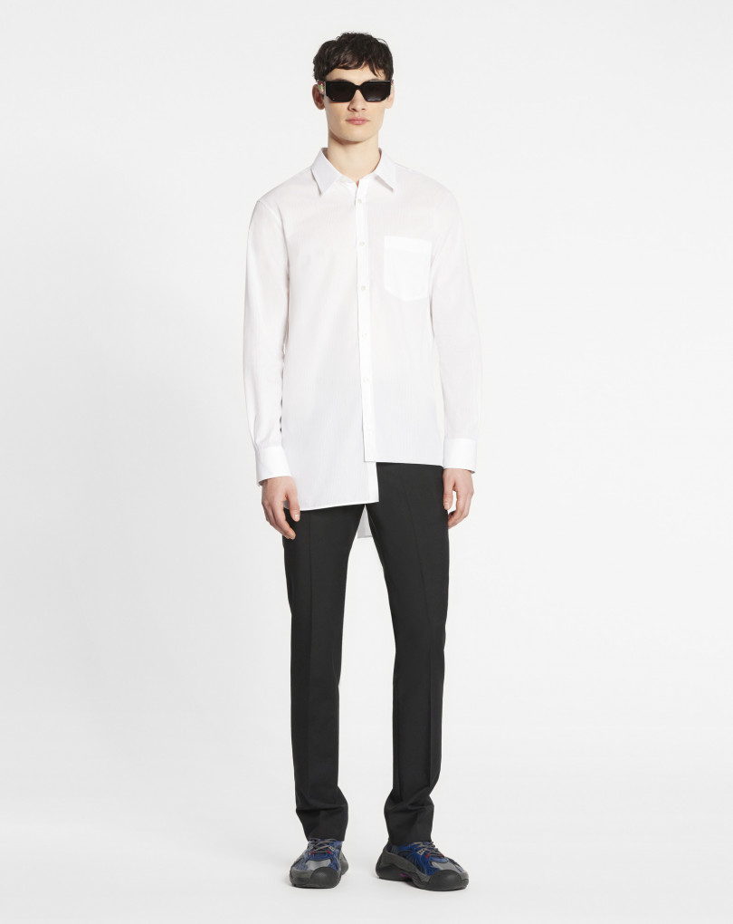 CHEMISE ASYMÉTRIQUE A BANDES TON SUR TON
