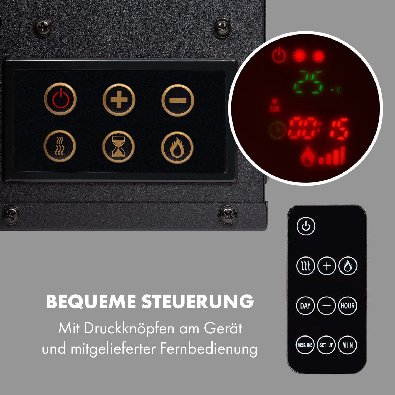 Klarstein Elektrokamin Lausanne Long, elektrischer Kamin Heizfunktion elektrischer Kaminofen Elektrokamin