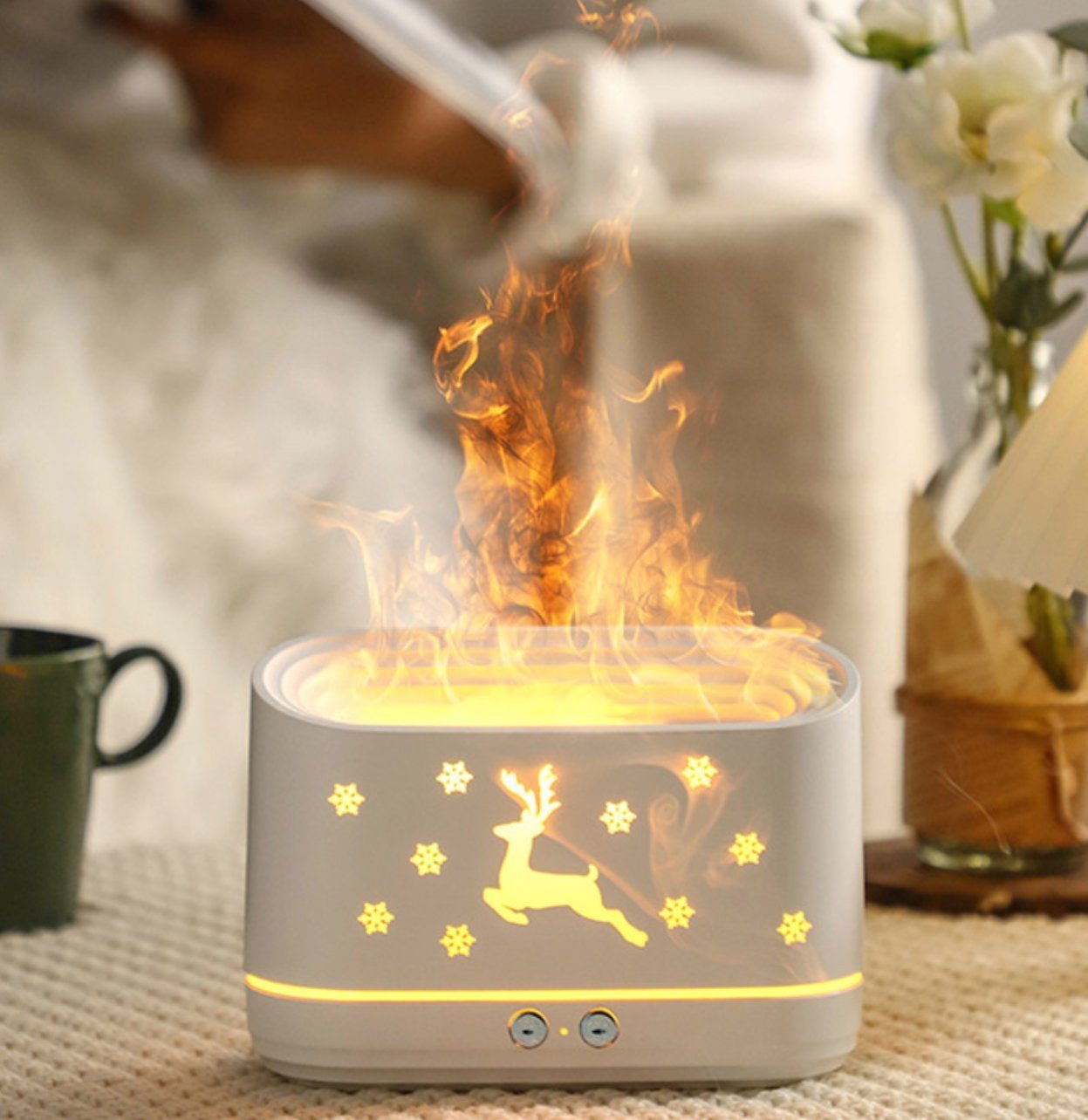 K&B Luftbefeuchter USB-Flammen-Aroma-Diffusor – Luftbefeuchter
