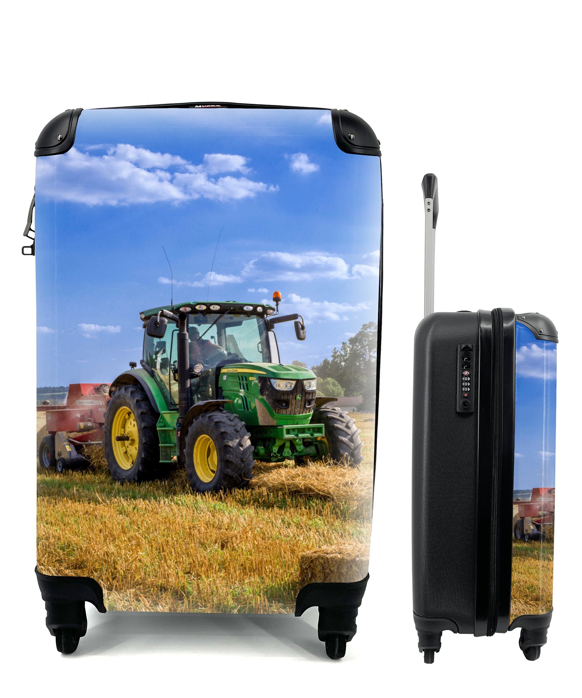 MuchoWow Handgepäckkoffer Traktor - Bauernhof - Heu - Feld - Sonne - Landleben, 4 Rollen, Reisetasche mit rollen, Handgepäck für Ferien, Trolley, Reisekoffer