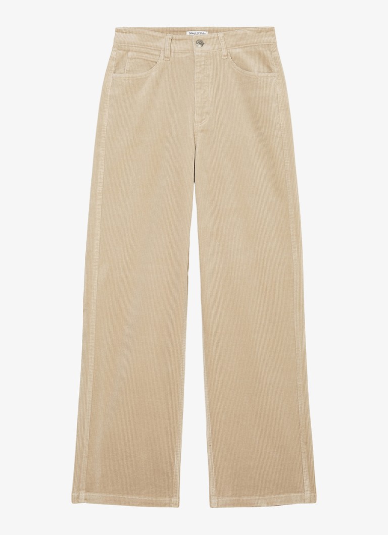 Pantaloni din catifea reiată Marc O'Polo din denim cu talie înaltă și croială dreaptă