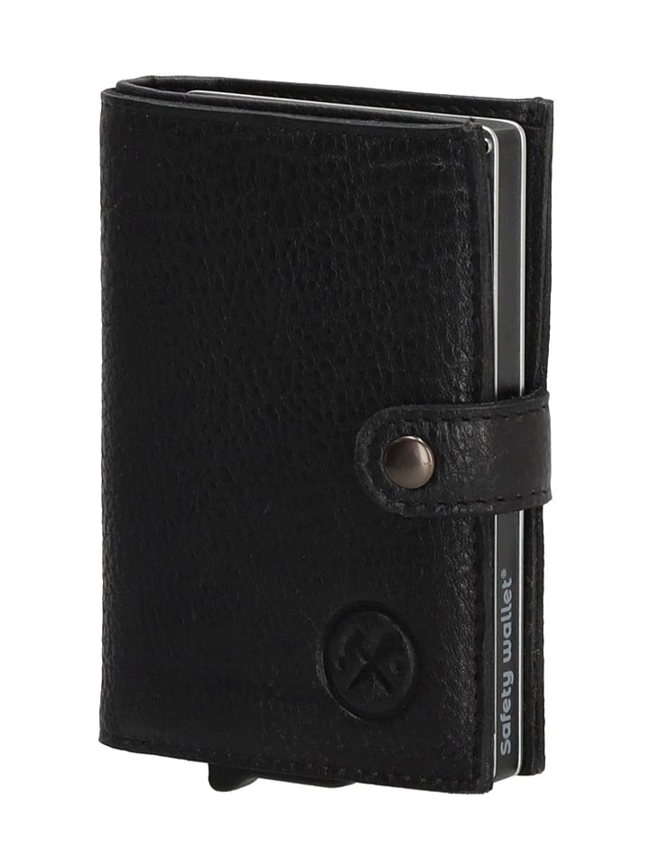 HIDE & STITCHES Leder-Geldbörse in Schwarz - (B)7,2 x (H)10 x (T)1,5 cm günstig kaufen onesize