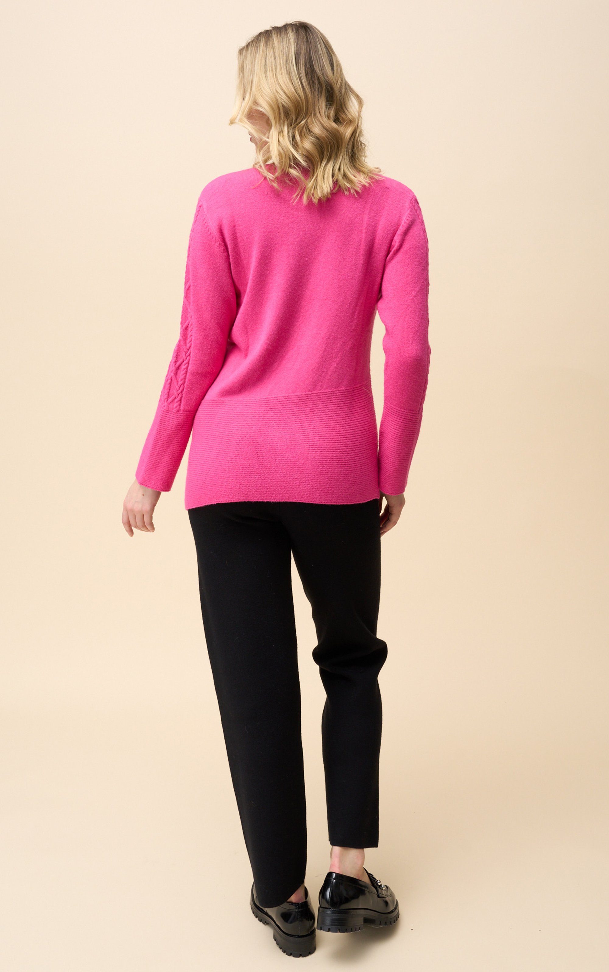 Passioni Strickpullover Pullover Winterpullover mit glitzernden Schriftzug mit verschiedenen Strickarten