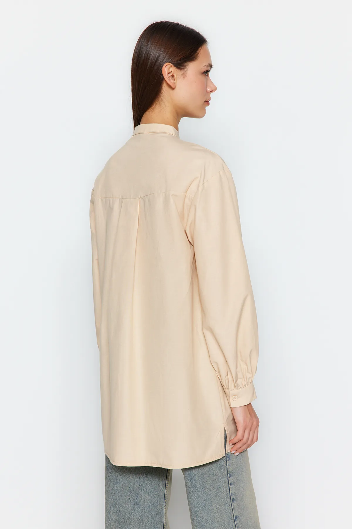 Trendyol Modest  Hemd aus gewebter Baumwolle in Stein TCTSS23TG00030