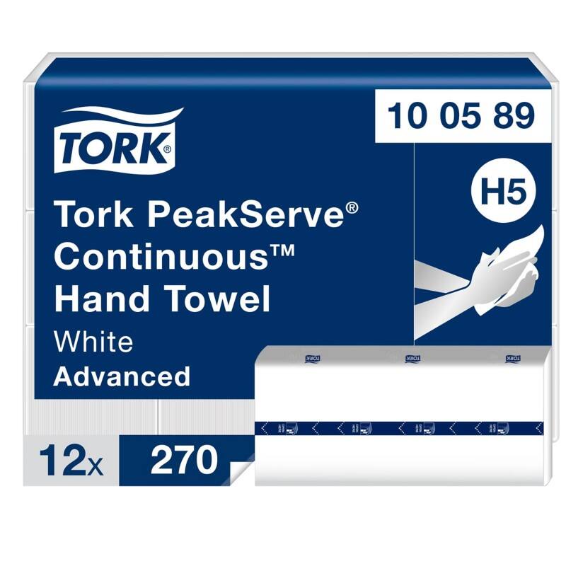 Tork Peakserve Papierhandtücher H5 Weiß 1-lagig 100589 12 Stück à 270 Blatt
