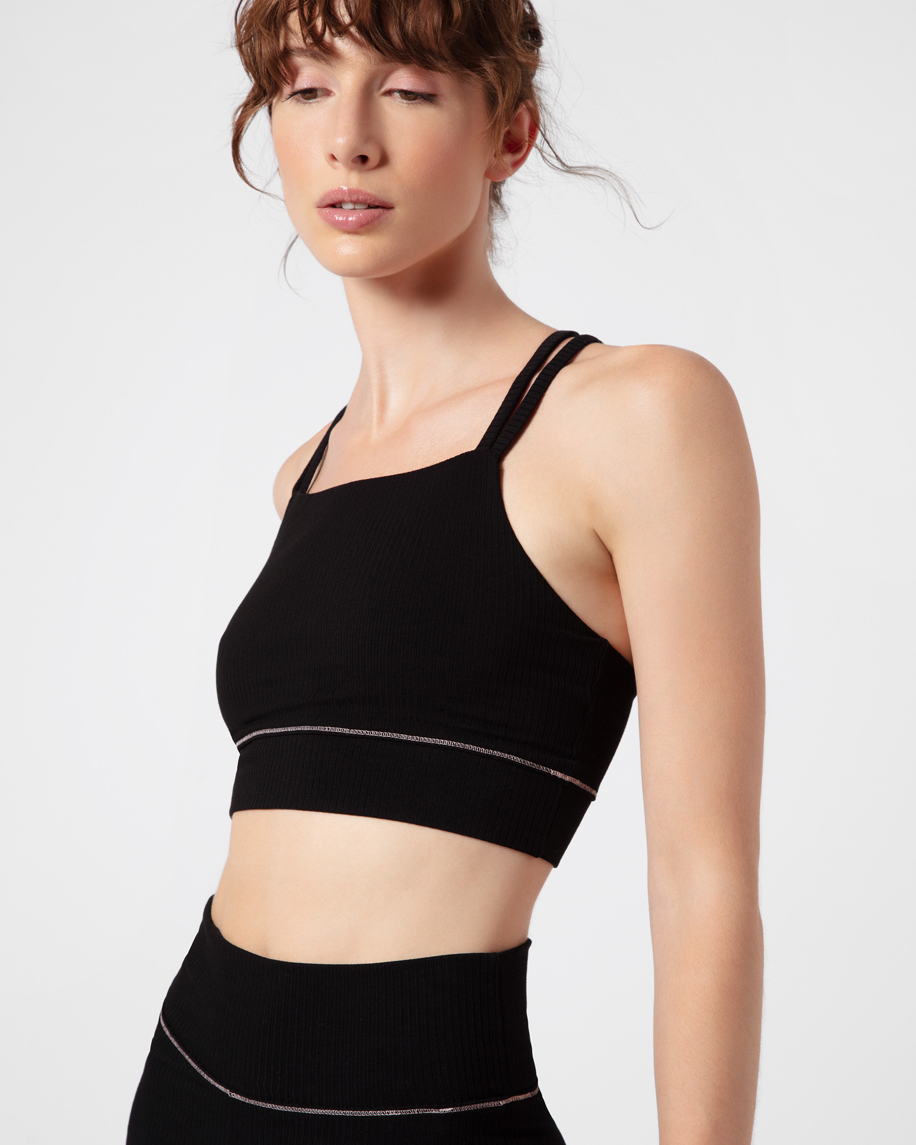 Ribbed bra with thin straps