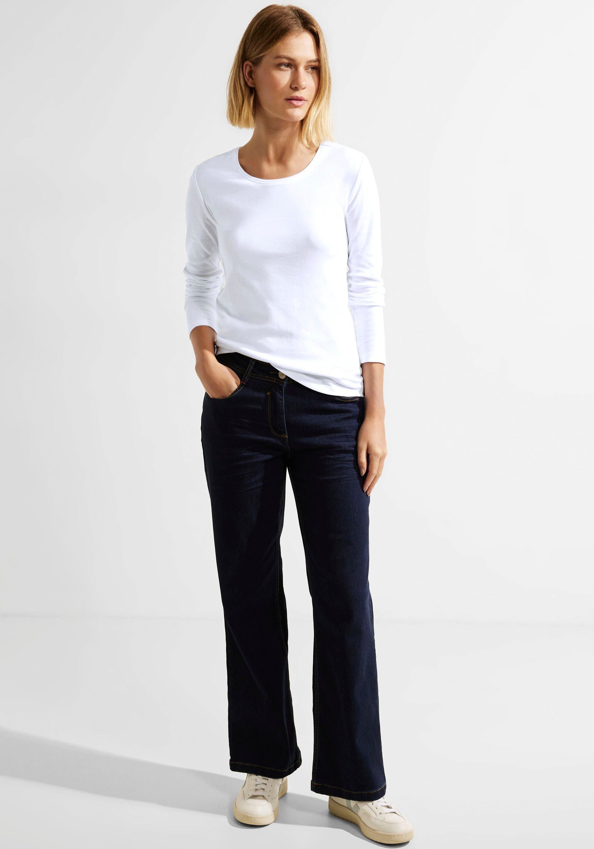 Cecil Langarmshirt Basic Langarmshirt Pia in Unifarbe