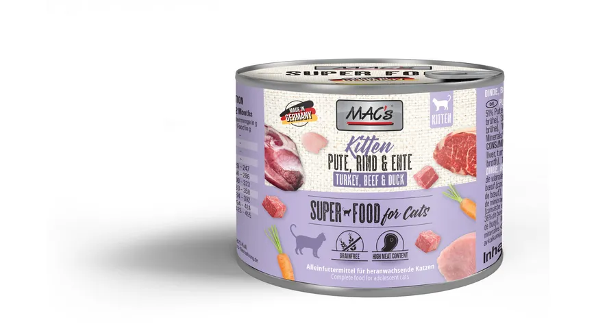 MAC's CAT Katzennassfutter Kitten Pute, Rind & Ente 200 g