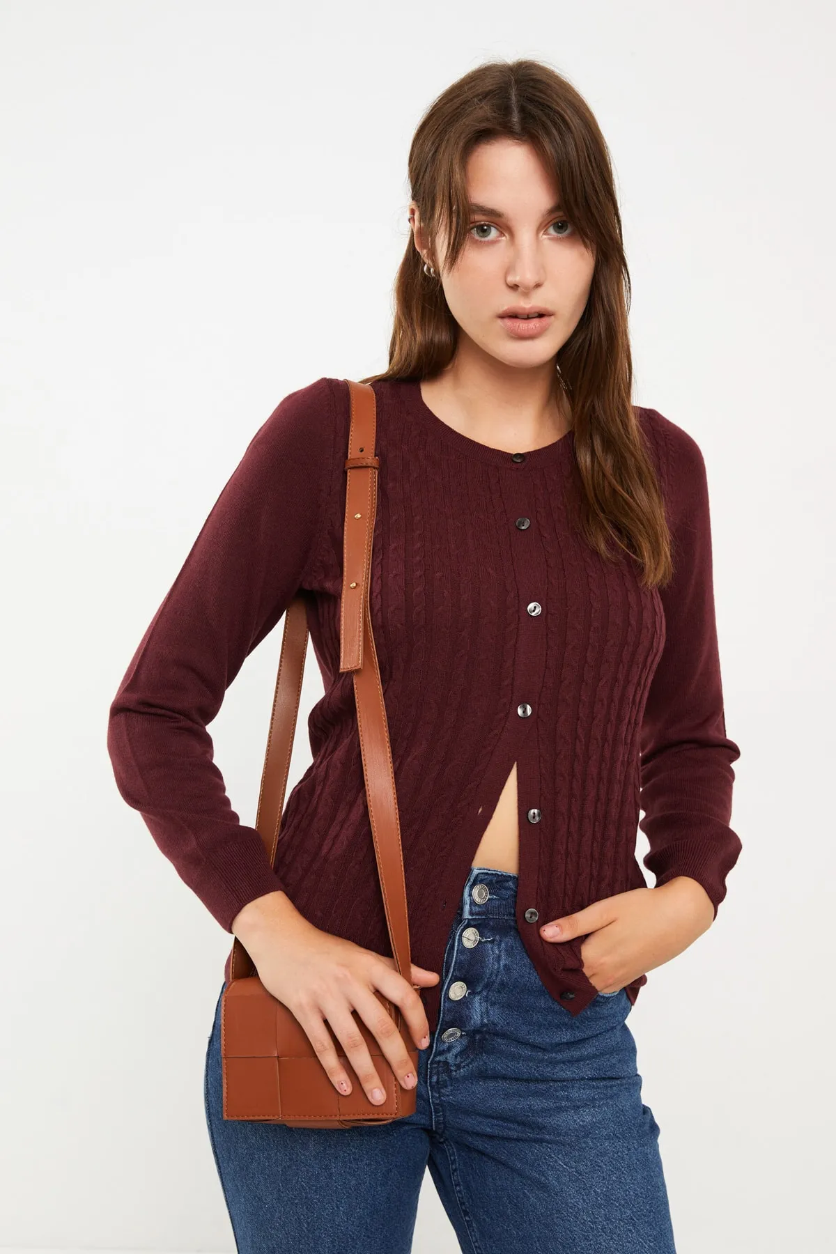 LC Waikiki  Strickjacke - Bordeaux - Regular Fit
