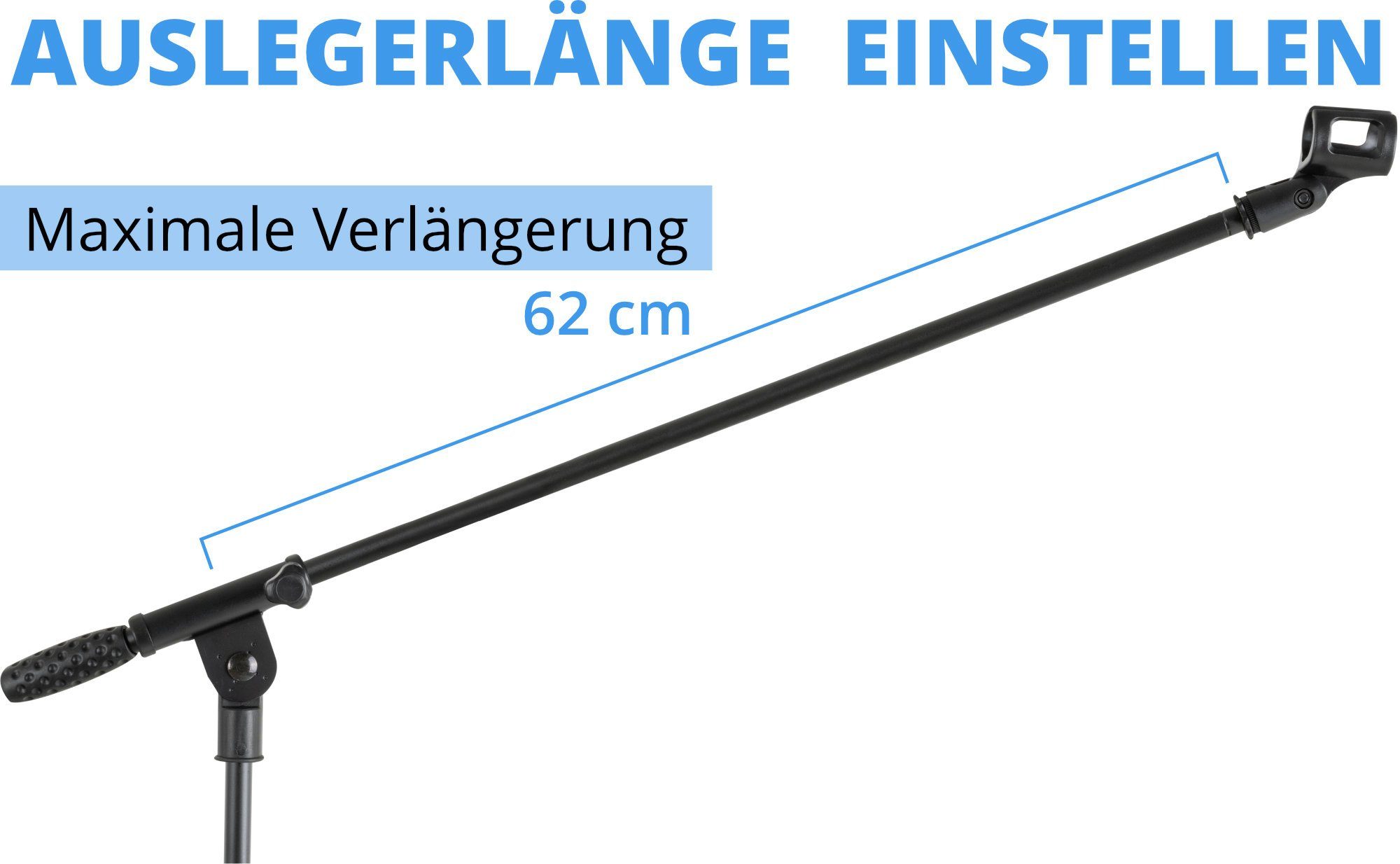 McGrey Mikrofonständer McGrey MBS-01 Mikrofonständer mit Galgen und Mikrofonklemme, (1-tlg), Schwenkarm, höhenverstellbar bis ca. 154 cm