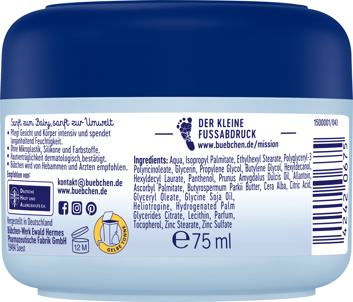 Baby Pflegecreme sensitiv, 75 ml