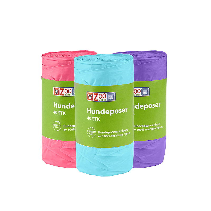 Zoozaker Hundepose 40 stk 100% resirkulert