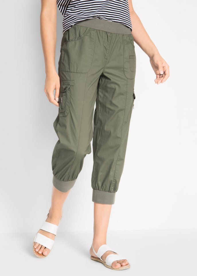 3/4-Baumwoll-Cargohose mit Bequembund
