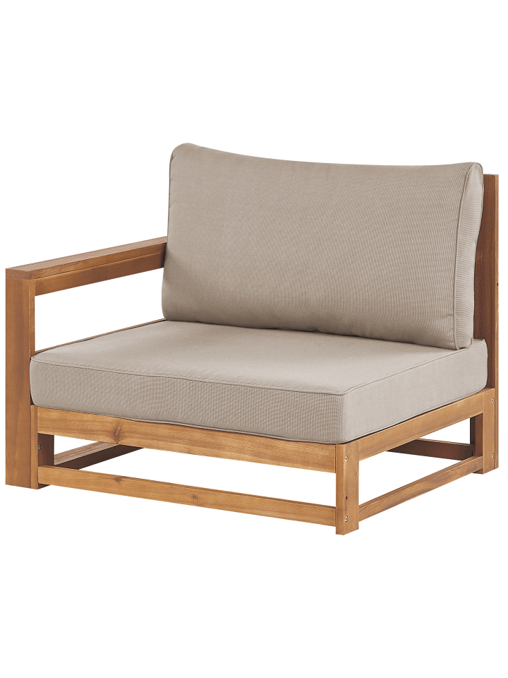 Beliani Gartensofa TIMOR in Heller Holzfarbton/Grau/Beige - (W) 184 x (H) 72 x (L) 75 cm günstig kaufen onesize