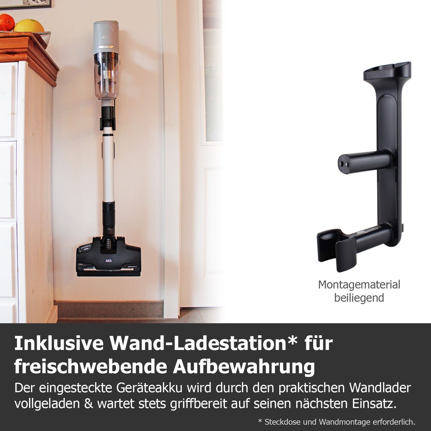 AEG Akku-Hand-und Stielstaubsauger Ultimate 8000 AP81UB25UG, beutellos, selbstreinigende Bürstrolle, LED-Licht, 3 Stufen & Auto-Modus