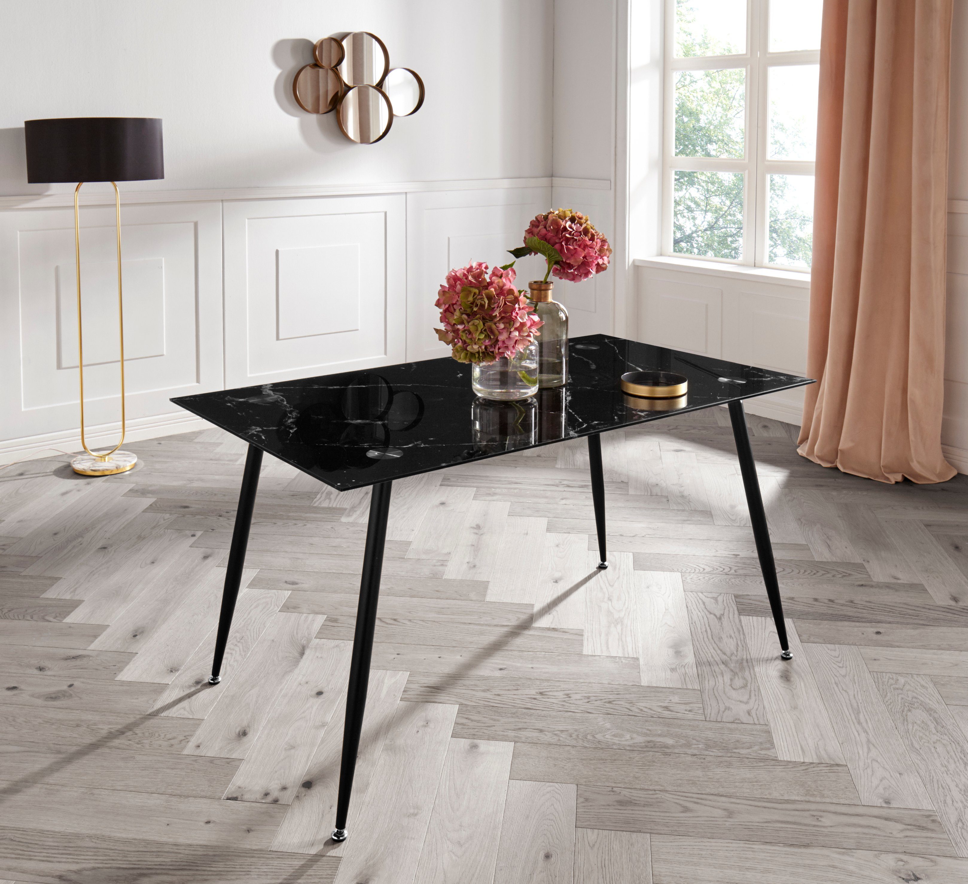 Homexperts Glastisch Romeo, Breite 140 cm, in Marmor-Optik