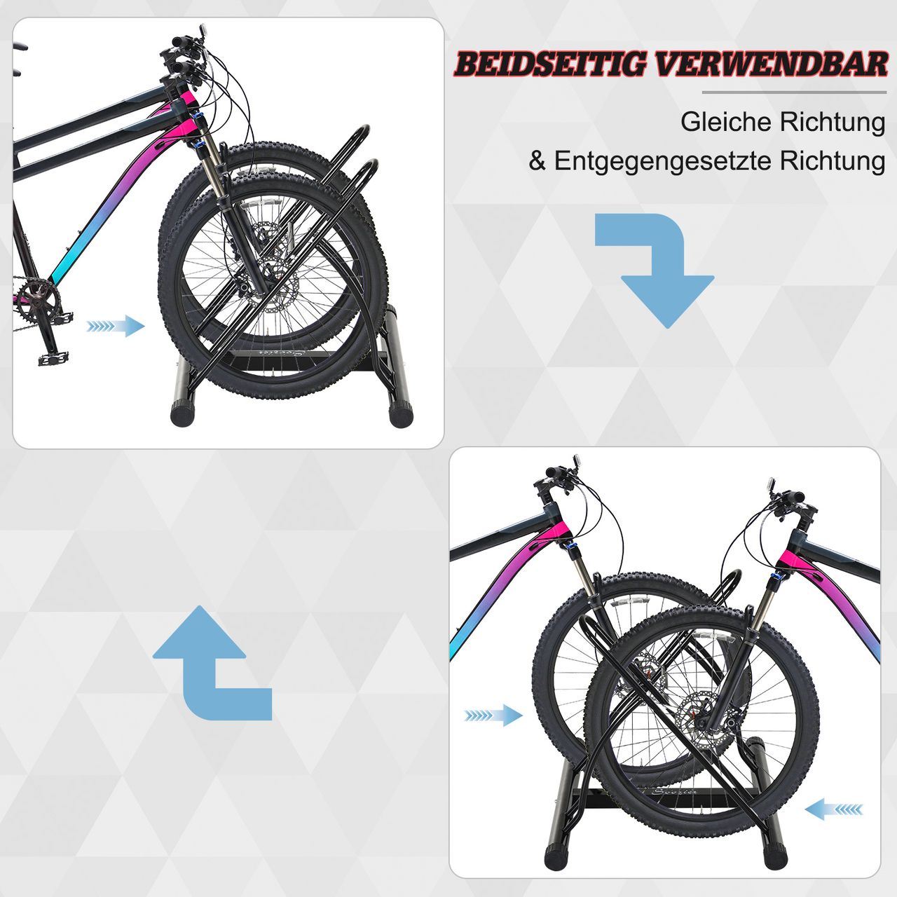 HOMCOM Universal Fahrradständer Montageständer Fahrrad Zubehör Metall Schwarz 60 x 54 x 57 cm