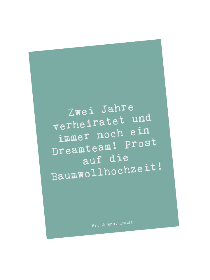 Mr. & Mrs. Panda Postkarte Spruch 2. Hochzeitstag Baumwollhochze... in Meeresbrise günstig kaufen onesize