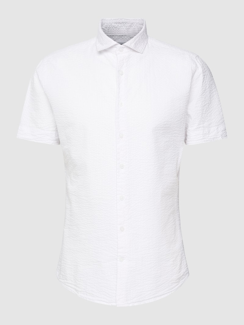 Slim Fit Freizeithemd mit Streifenmuster in weiß