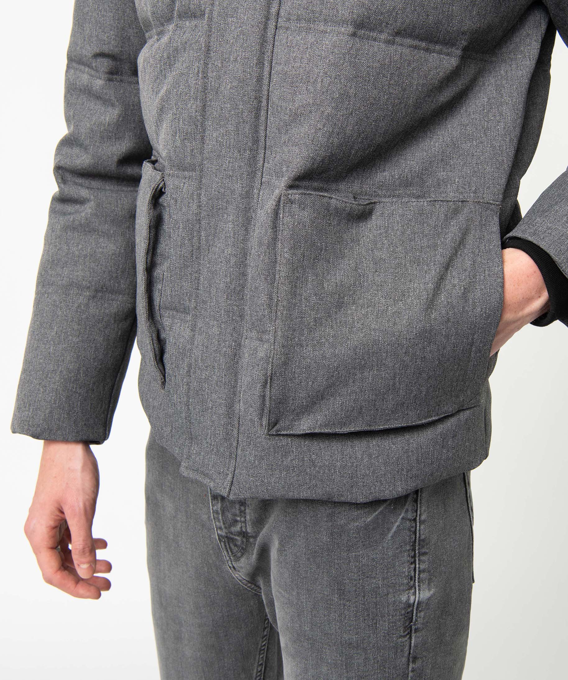 Blouson homme matelassé avec capuche gris | GEMO