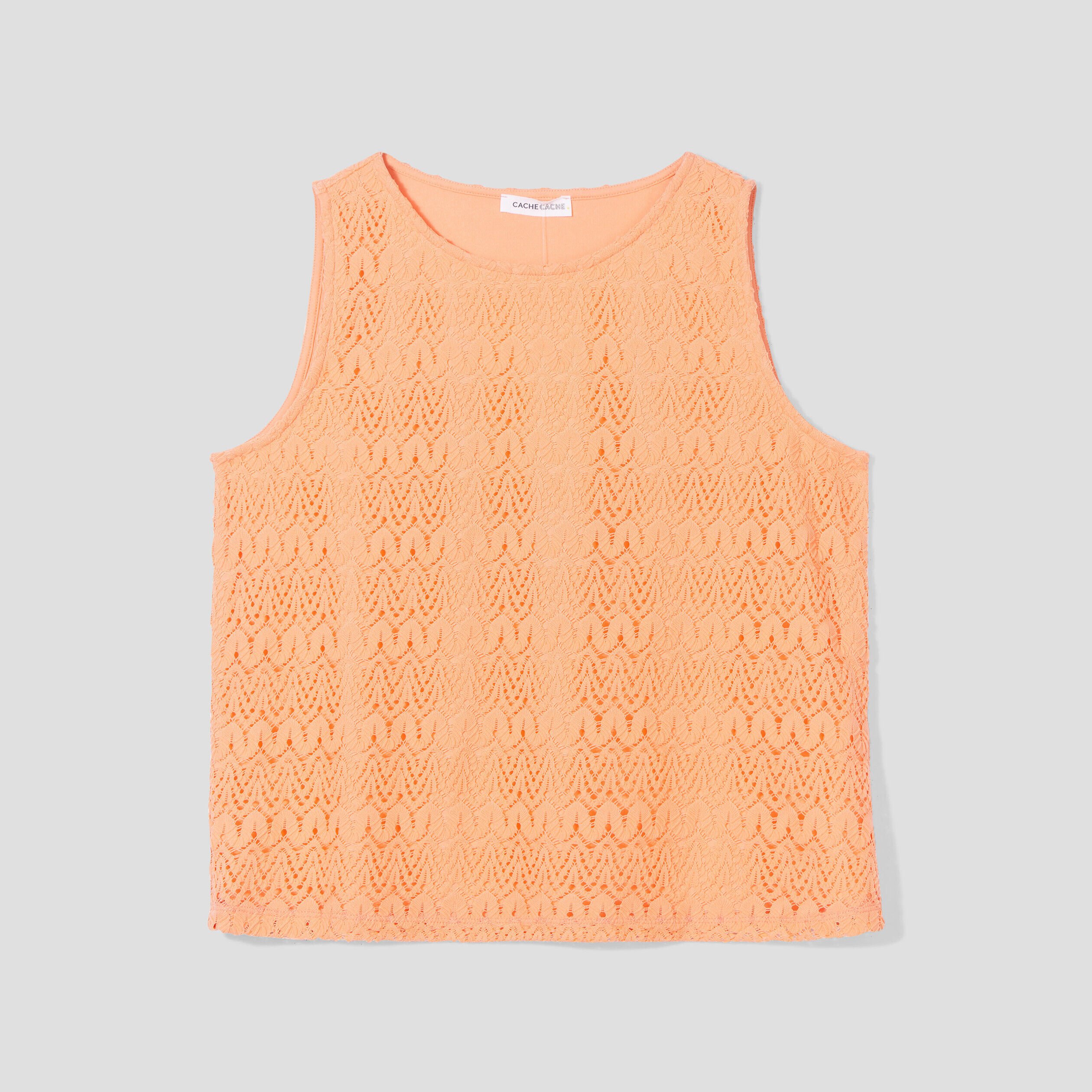 Débardeur aspect crochet rose saumon femme | Cache Cache