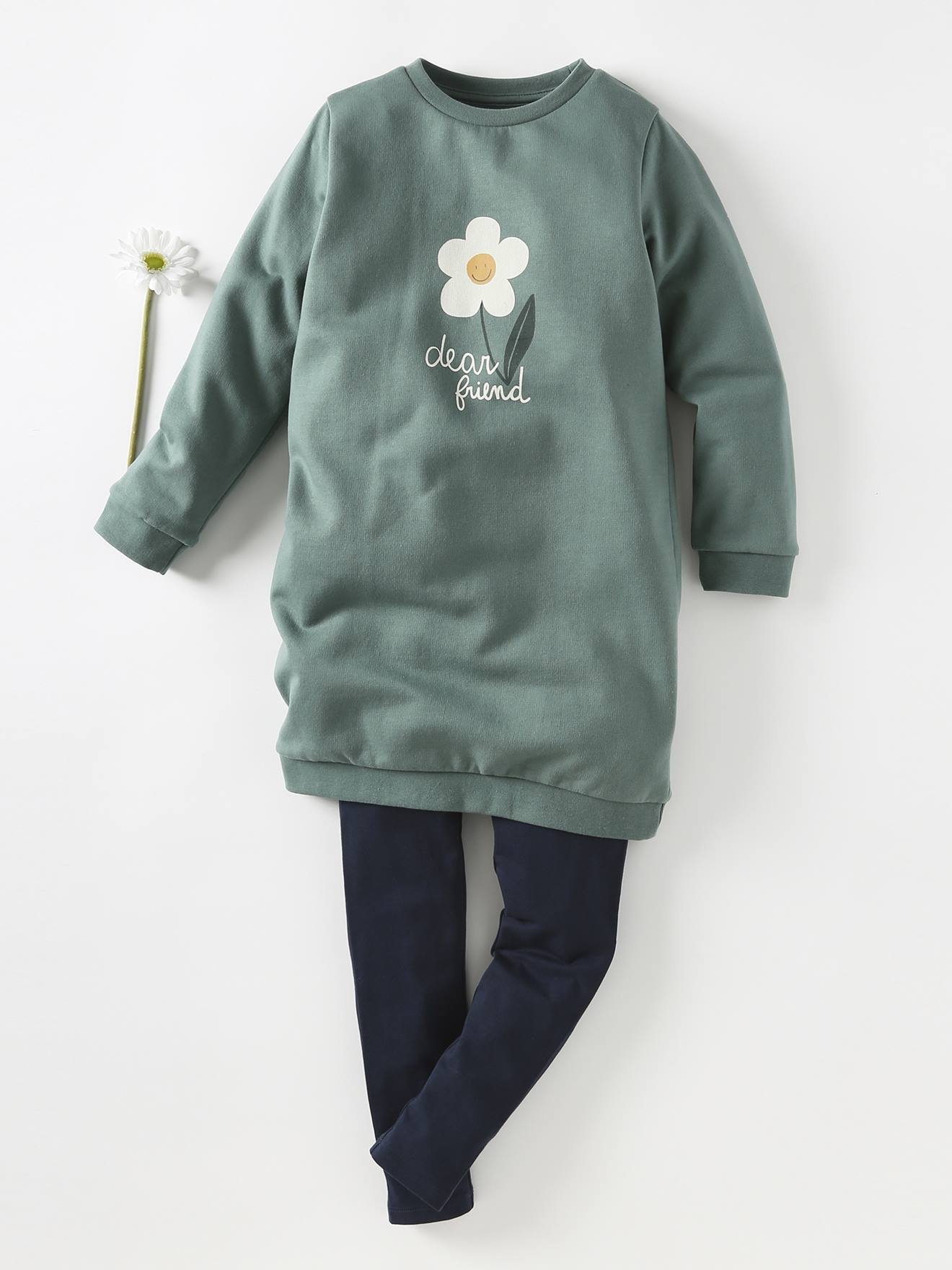 Vertbaudet Mädchen Sweatkleid BASIC - pudrig rosa