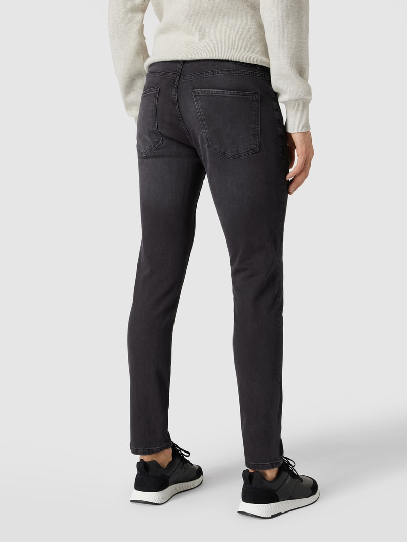Skinny Fit Jeans mit Label-Patch in schwarz