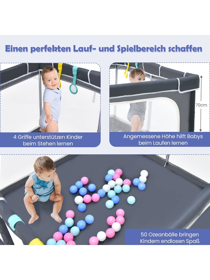 COSTWAY Laufgitter 124 x 124cm in Anthrazit günstig kaufen onesize