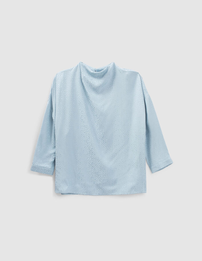 Blouse bleue jacquard fantaisie à motif graphique Femme