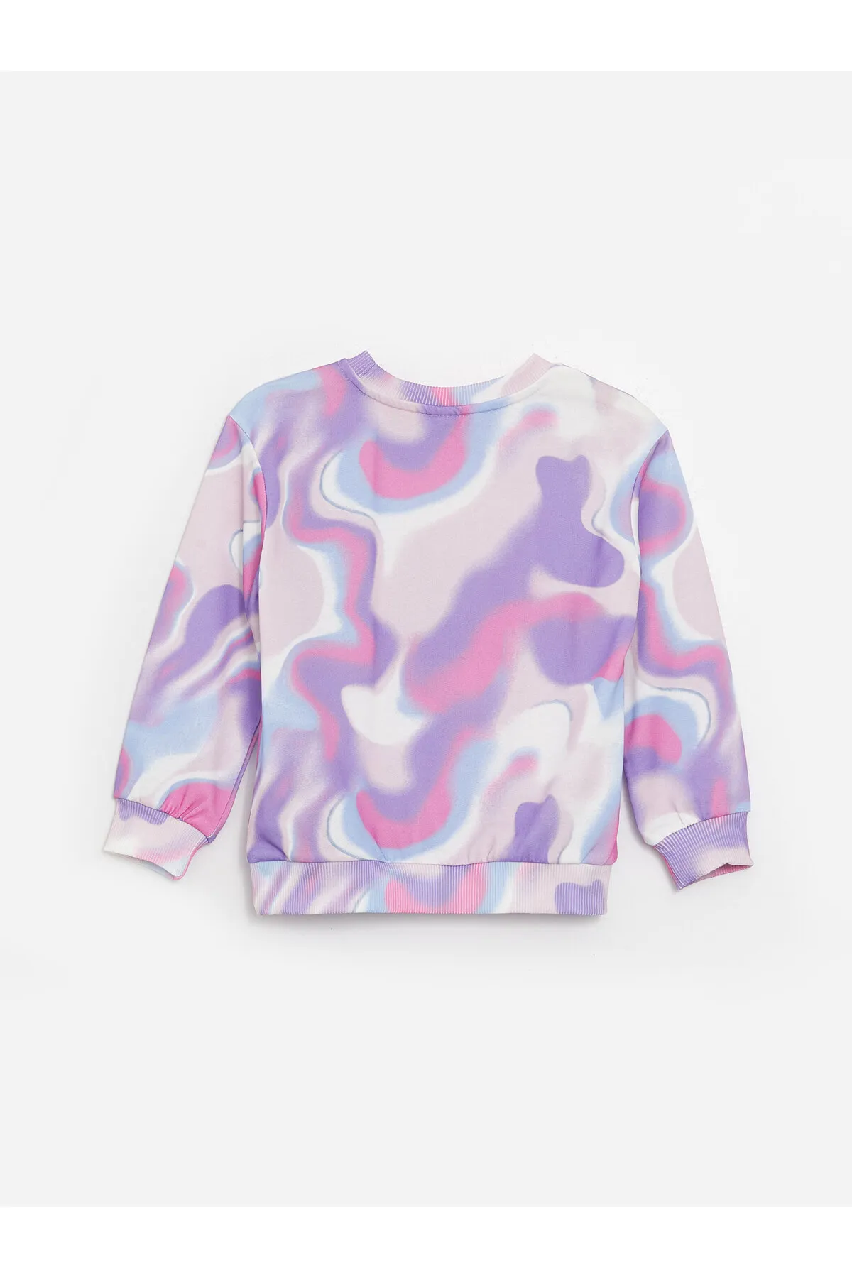 LC Waikiki  Langärmliges Mädchen-Sweatshirt mit Rundhalsausschnitt und Batikmuster