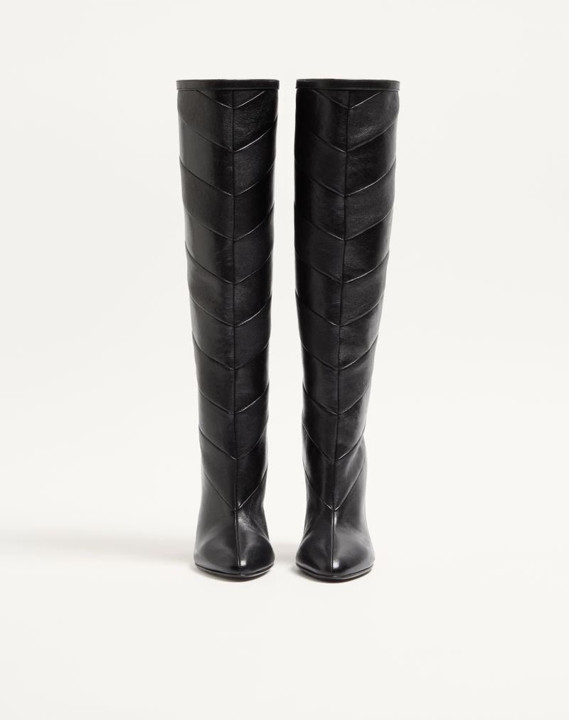 Bota de rayon com padrão chevron em napa, 100 mm