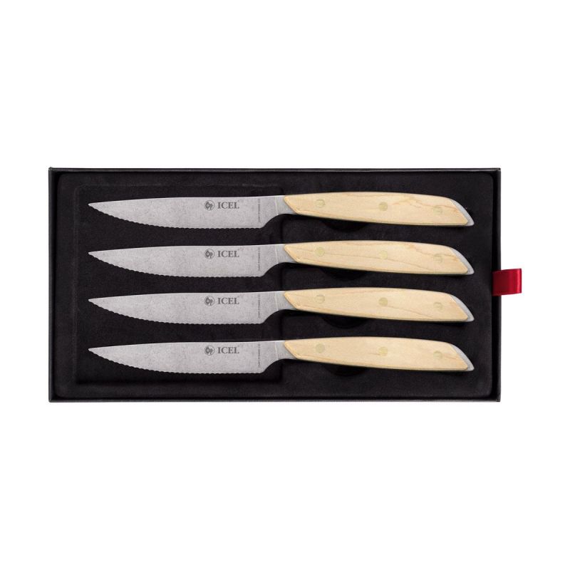 ICEL 4-teiliges Steakmesser-Set, Griff aus Ahorn