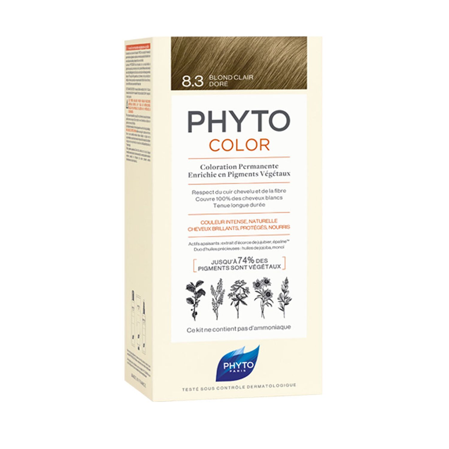 Phyto Phytocolor Coloration Permanente 8.3 Blond Clair Doré - Cheveux Colorés Ou Blancs